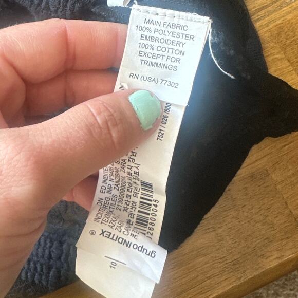 Zara Basic Black Lace Beaded Sheer Top - Size Large Whimsy Goth Mesh - Picture 10 of 13